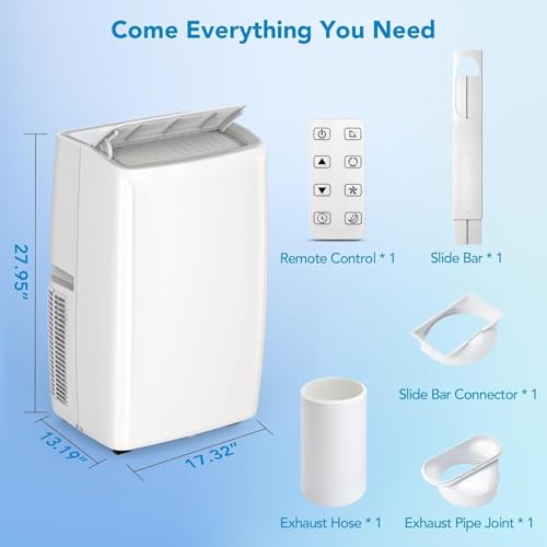 GarveeHome Tragbare Klimaanlage 14000 BTUs mit Kühlung, Luftentfeuchter, Ventilator 3-in-1 Innen-AC-Einheit, 3 Luftgeschwindigkeiten, 24-Stunden-Timer, Schlafmodus, kühlt bis zu 750 m², für Zuhause