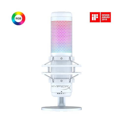 HyperX QuadCast S USB Mikrofon mit RGB-Beleuchtung | Streaming & Content Creation, Vibrationsgeschützte Halterung, Tap-to-Mute, Echtzeit-Mikrofonüberwachung