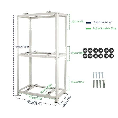 3 Stufige Klimaanlage Halterung Außengerät, Verstellbarer Dämpfungssockel Wärmepumpe, Montagehalterung, Stahlmaterial, Geeignet für Kanallose Mini Split Klimaanlagen(80x40x150cm/31x16x59in)