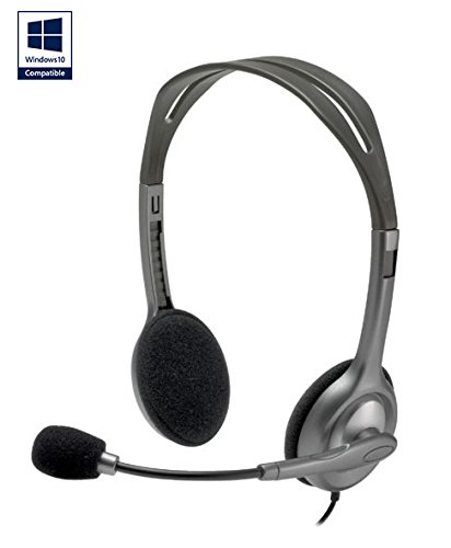 Logitech H111 Kopfhörer mit Mikrofon, Stereo-Headset, Verstellbares Mikrofon mit Rauschunterdrückung, Verstellbarer Kopfbügel, Audio/Mikrofon Dualanschluss mit zwei 3,5mm Klinken - Schwarz