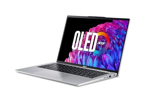 Acer Swift Go 14 OLED (SFG14-73-791J) Ultrabook/KI Laptop, 14" WQ2.8K OLED Display, Intel Core Ultra 7 155H, 16 GB RAM, 1 TB SSD, Intel Arc Grafik, Windows 11, QWERTZ Tastatur, Silber