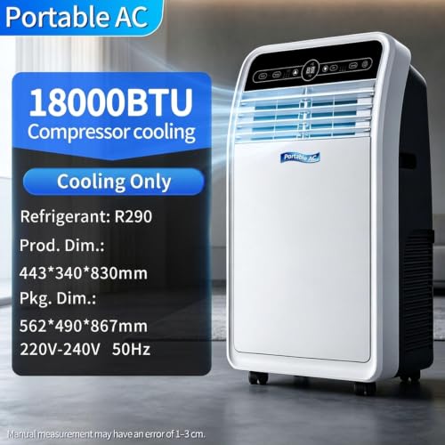 Tragbares Klimagerät 12000 BTU für Räume bis 32㎡ | Kühlung, Ventilator, Luftentfeuchter, 300m³/h Luftstrom, Fernbedienung, 120° Schwingung, LED-Display