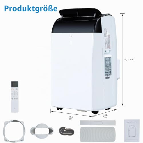 Tragbare 3-in-1-Klimaanlage mit 10000 BTU – mit Fernbedienung, Ventilator, Luftentfeuchter, leisem Betrieb und Rollen; geeignet für Schlafzimmer, Wohnzimmer und Büros.