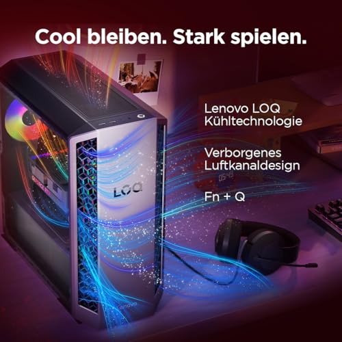 Lenovo LOQ Tower Gaming Desktop-PC | NVIDIA GeForce RTX 5060 8GB | AMD Ryzen 7-8745HX | 32RAM | 1TB | Win11 | 26L | Luna Grau-Eclipse Black | 3 Monate GamePass