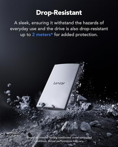 Lexar Externe SSD 2TB, USB 3.2 Gen2 Portable SSD, bis zu 1050 MB/s Lesen, 1000 MB/s Schreiben, Tragbare SSD für iPhone17-Serie/Mac/PS5/XBOX/Laptop/PC und Spielkonsole