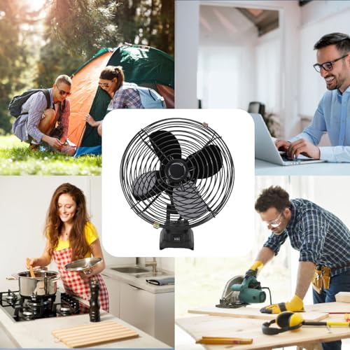 Jeanoko Baustellenventilator, Tragbar, 35 W, 4000 U/min, 20,3 Cm Eisenflügel, für den Einsatz auf der Baustelle und Im Freien
