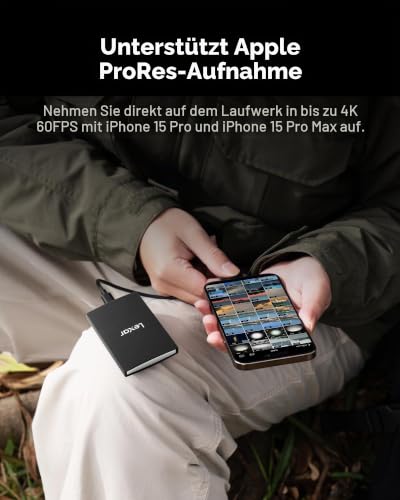 Lexar Portable SSD 1TB, bis zu 2000MB/s Lesen und Schreiben | USB 3.2 Gen 2x2, IP66 Wasser- und Staubschutz, kompatibel mit Mac/PC, iPhone 17 Pro, Kamera