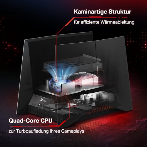TP-Link Archer GE800 Gaming Router Tri-Band Wi-Fi 7, 2× 10 Gbps Anschlüsse, Dedizierter Gaming-Anschluss, Dediziertes Spiele-Panel, Exklusive Beschleunigung für Spiele, Spielorientiertes Design