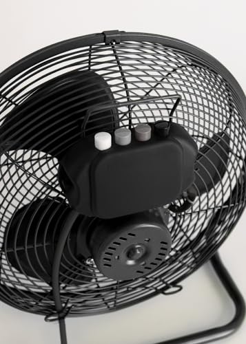 CREATE / AIR FLOOR RETRO/Industrieller Bodenventilator/Schwarzer Ventilator, 12 Zoll, starker Luftstrom, 3 Geschwindigkeiten, leise, leicht, rutschfeste Standfüße