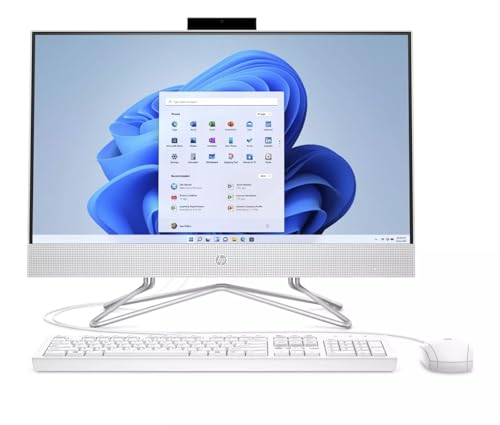 HP 60.5 cm All-in-One Desktop PC - mit Microsoft Office Lifetime License, FHD Display, Intel i3 Dual-Core Prozessor, 720P Webcam, mit kabelgebundener Tastatur & Maus, Windows 11 Pro (16GB RAM | 512GB