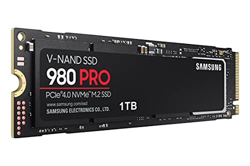Samsung 980 PRO NVMe M.2 SSD, 1 TB, PCIe 4.0, 7.000 MB/s Lesen, 5.000 MB/s Schreiben, Interne SSD für Gaming und Videobearbeitung, MZ-V8P1T0BW