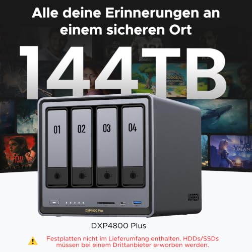 UGREEN NASync DXP4800 Plus, 4-Bay Desktop-NAS mit UGREEN Cat 8 LAN Kabel