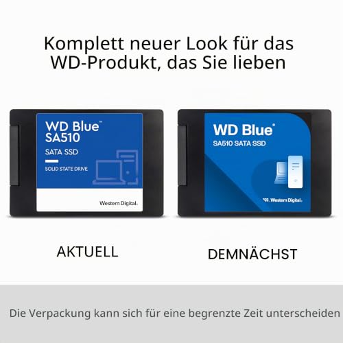 WD Blue SA510 SATA SSD 250 GB 2,5 Zoll (Lesen bis 555 MB/s, Schreiben bis 440 MB/s, Upgrade für PC/Laptop, dreimonatiges Probeabo von Dropbox Professional, Western Digital SSD Dashboard)