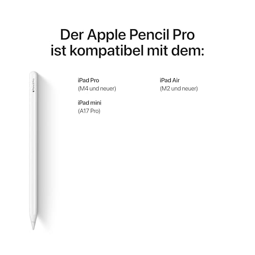 Apple Pencil Pro: Fortschrittliche Tools, pixelgenaue Präzision, Neigungs und Drucksensitivität und branchenführende niedrige Latenz zum Notizenmachen, Zeichnen und um Kunstwerke zu erschaffen