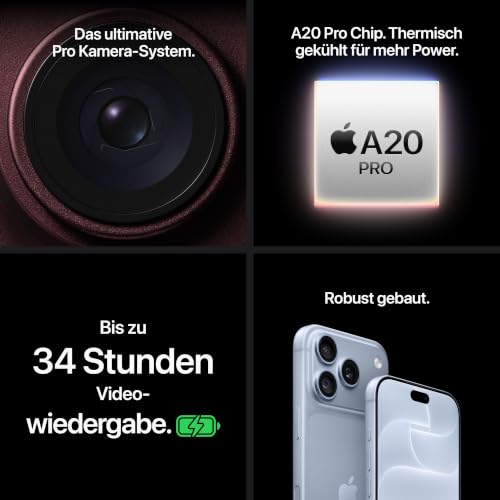 Apple iPhone 18 Pro 256 GB - Burgunder | 6,3" Super Retina XDR Display mit ProMotion, Batterie für den ganzen Tag, 48 MP Fusion Hauptkamera mit variabler Blende