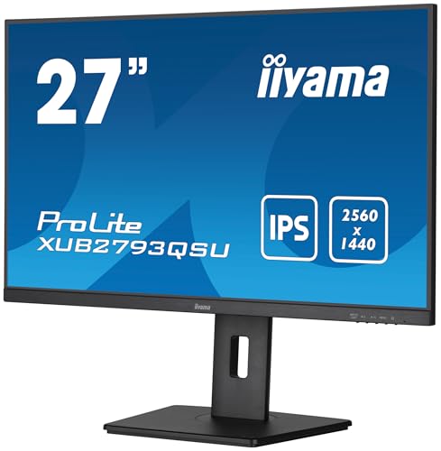 iiyama Prolite XUB2793QSU-B7 68,6cm 27" IPS LED-Monitor WQHD 100Hz HDMI DP USB3.2 Slim-Line Höhenverstellung Pivot Adaptive Sync schwarz