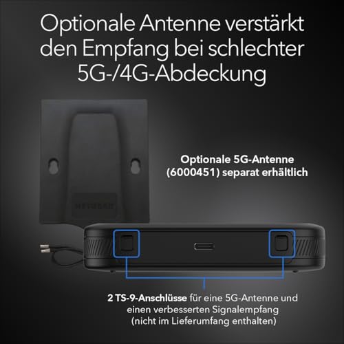 NETGEAR Nighthawk M3 Mobiler WLAN Router 5G, WiFi 6, bis zu 3,6 Gbit/s | Tragbares WLAN, SIM-Slot, 125+ Länder, 32 Geräte, Erweiterte Sicherheit, 13 Std. Akku, MH3150
