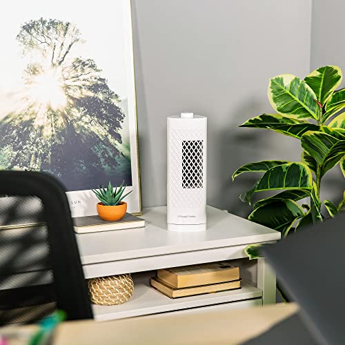 Russell Hobbs RHTF1321 Mini-Turmventilator, leicht, 33 cm, tragbar, 3 Geschwindigkeiten, 75° Schwenkwinkel, kräftiger Luftstrom, leise im Betrieb, weiß