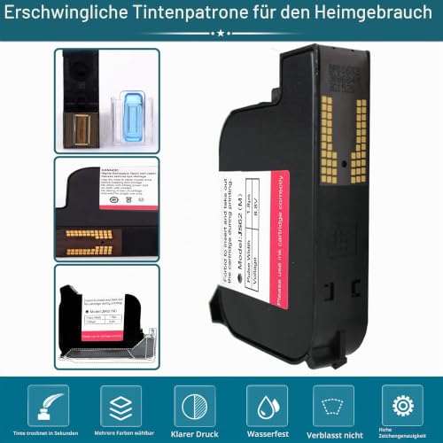 Phezer 0,5 Zoll P15 mobiler Handdrucker mit JS62 Quick-Dry Tinte, tragbarer Tintenstrahldrucker für QR-Code Barcode Datum MHD Chargennummer Logo und Seriennummer auf Karton, Kunststoff, Holz, Glas