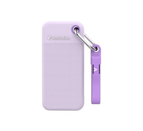 Verbatim Pocket SSD 1TB Externe SSD USB 3.2 Gen2 1000MB/s Weiß Lila | Externe Festplatte bis zu 1000 MB/s lesen & schreiben inklusive Schutzhüllen in Weiß und Lila für mobiles Arbeiten