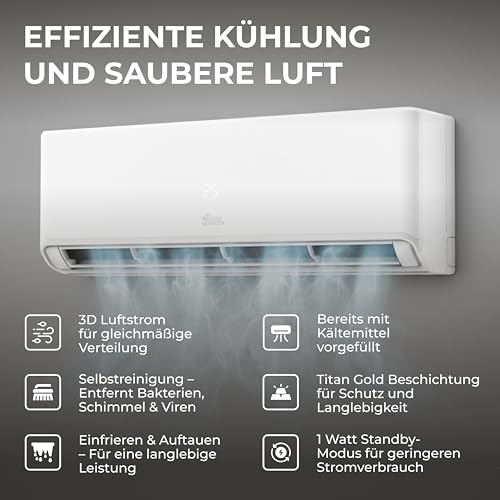 Kältebringer® Split Klimaanlage 12000 BTU 3,7 kW - Ohne F-Gas, R290