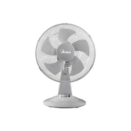 Ardes STEELO 30G Tischventilator 40W 30 cm Grau mit Automatischer Oszillation, Neigungsverstellung, 3 Leise Geschwindigkeiten und 5 Flügel