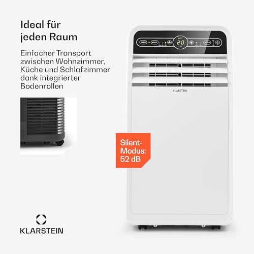 Klarstein Metrobreeze New York Smart 7k Mobiles Klimagerät – 7000 BTU, 21-34 m², App & Fernbedienung, Energieeffizienz A, 3 Geschwindigkeiten, Luftentfeuchter, Timer, Schlafmodus, Weiß
