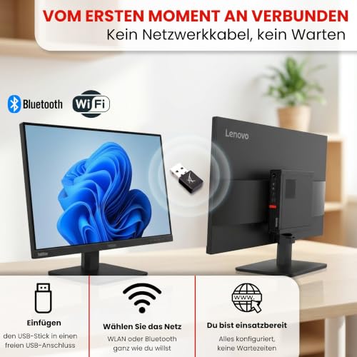 Lenovo Kompletter Computer mit Monitor 27 Zoll i5 8500 16 GB Ram 256 GB SSD Win 11 Pro Office 2021 Pro 36 Monate Garantie -c27-40