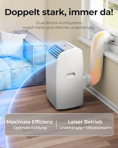 Mobile Klimaanlage 12000 BTU, Klimaanlage Mobil mit Abluftschlauch, Mobiles Klimagerät mit Abluftschlauch mit Timer, R290, 5 Modi