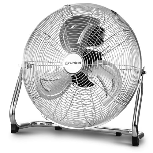 Grunkel Industrieller Bodenventilator aus Edelstahl mit 45 cm Durchmesser - MET-H16INDUSTRIAL - mit 3 verschiedenen Geschwindigkeiten und verstellbarem Neigungswinkel - 90 W - Metall (40,6 cm)