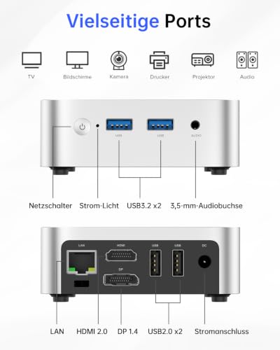 ACEMAGICIAN V1 Mini PC, AMD Ryzen5 3500U bis zu 3,7 GHz, 8GB DDR4 256GB SSD | Windows 11 Pro Mini Computer, Dual 4K Display/ WiFi 5/ BT 4.2 für Home Office, Büro, Business, Multimedia