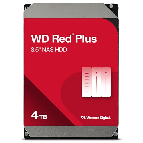 WD Red Plus 4TB NAS 3.5" Internal Hard Drive - 5400 RPM Class, SATA 6Gb/s, CMR, 256MB Cache