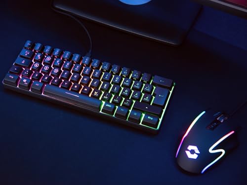 Speedlink Letos RGB Gaming Tastatur 60% mit Kabel abnehmbar, für PC & PS5 | N-Key Rollover Anti-Ghosting, verschiedene RGB-Beleuchtungsmodi, kabelgebunden, QWERTZ DE Layout, Keyboard schwarz