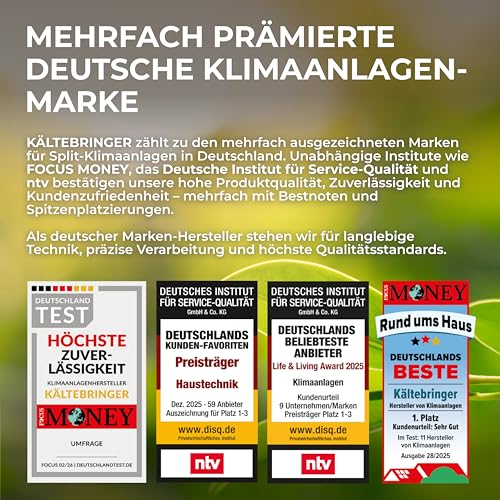 Kältebringer® Split Klimaanlage 9000 BTU 2,6 kW R32 Kältemittel