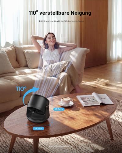 Gaiatop Tischventilator, Leiser Akku Ventilator mit 6 Stufen & LED Display