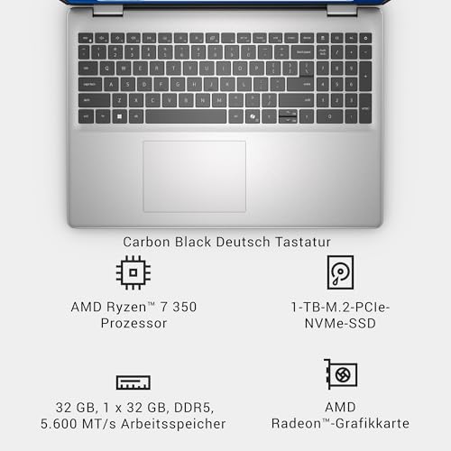 Dell 16 Laptop DC16256, AMD Ryzen AI 7 350, 16" FHD+, Windows 11 Home