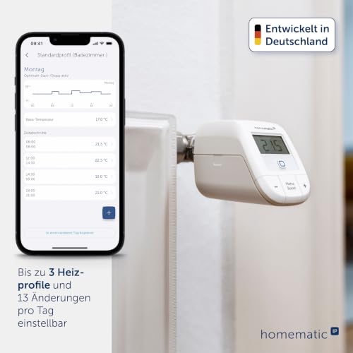 Homematic IP Heizkörperthermostat – Basic | Smart Home, digitaler Thermostat Heizung, Steuerung per App, Alexa, Google Home, Push-to-Pair, Energie sparen, 153412A3