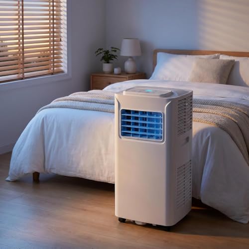 Tragbare Klimaanlage 14000 BTU mit Fernbedienung, Fenster-Kit, 24H Timer, Oszillation, 2 Geschwindigkeiten, kühlt 28m² für Zuhause und Büro