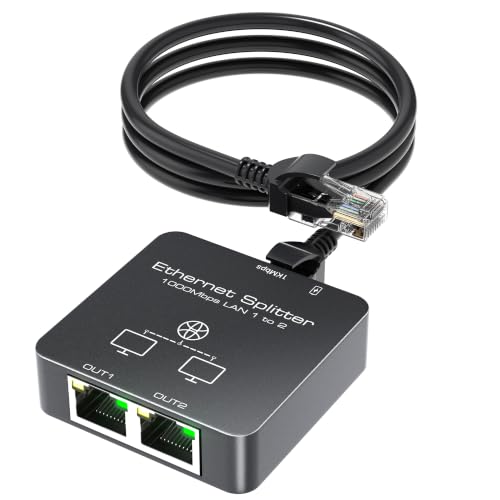 KiWiBiRD LAN Splitter 1 auf 2, LAN Switch 2 Port, LAN Verteiler 1 auf 2 | Ethernet Splitter Gigabit Switch RJ45 1000Mbps für Cat 8 7 6 5 5e, Kompatibel mit Router TV Box PC Laptop PS5