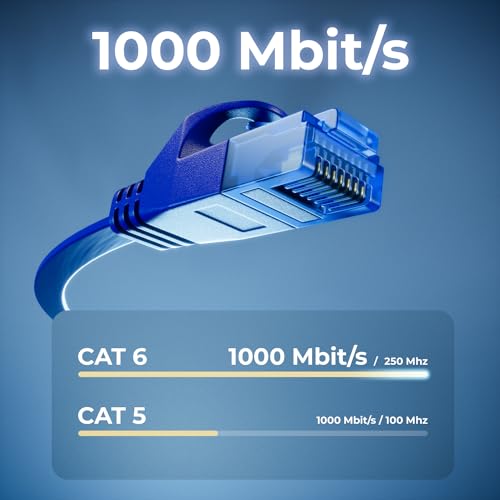 deleyCON 1m CAT6 Flaches Netzwerkkabel RJ45 1000 Mbit, 10 Stück - Bunt