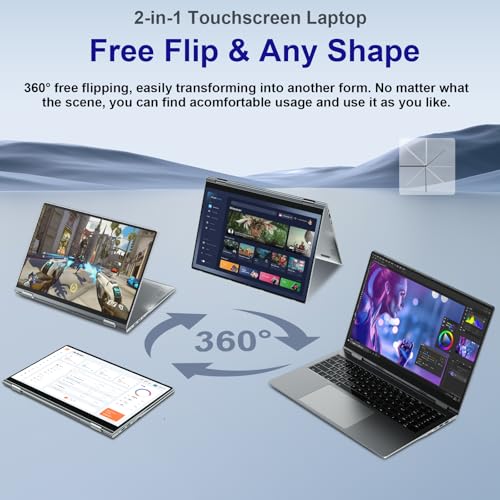 jumper 16 Zoll Touchscreen Laptop, 16GB DDR5 640GB Storage | Fingerabdruckleser, Tastatur mit Hintergrundbeleuchtung, für Studenten Business