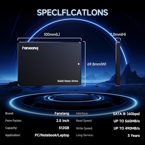fanxiang S101Q 512GB SATA III SSD 2,5 Zoll Interne Festplatte für PC Laptop