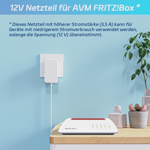 12V 3,5A Netzteil Ladegerät Kompatibel für AVM Fritz!Box 7590, 7560, 7540, 7530, 7510, 7490, 7430 7390, 6690, 6490, 5590, 5530 WLAN Router und Telekom Speedport Smart Steckernetzteil.