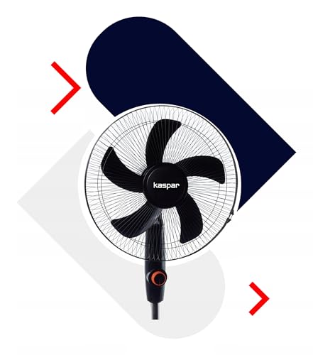 Kaspar Ventilator Standventilator mit 3 Windgeschwindigkeiten Oszillationsfunktion Schwenkfunktion 40 W 36 cm Durchmesser Runder Standfuß Schwarz
