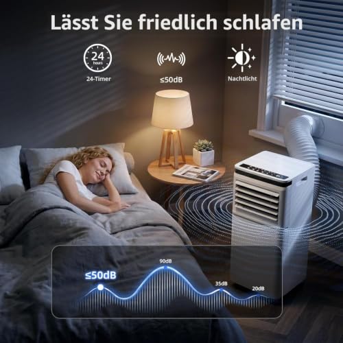 Antarctic Star - Mobile Klimaanlage 10000 BTU (ASHRAE), Fernbedienung, Ventilatormodus, erfrischt 350 m2 24 Stunden Timer, leiser Betrieb, Fensterventilator, 2