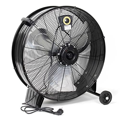 Wiltec Trommelventilator 60 cm 180 W Bodenventilator mit Kabel und Räder, 3 Geschwindigkeitsstufen, Windmaschine
