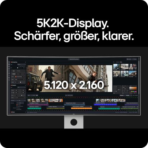 LG UltraWide 40U990A-W.AEU (40 Zoll) 21:9 Curved 5K2K Nano IPS Black Monitor, 120Hz, AMD FreeSync Premium, DisplayHDR 600, Thunderbolt 5, HDMI 2.1, Weiß