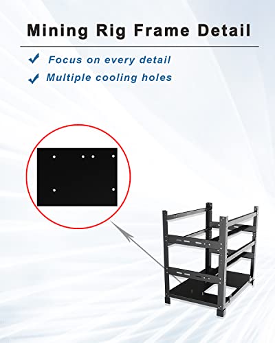 Mining Rig Frame 12 GPU, Stahl Offen Mining Frame VerschlüSselung, Open Air Miner Mining Case für ATX/Btx/Flex/Itx/Microatx, 8 X 12cm Ventilator (Nur Rahmen)