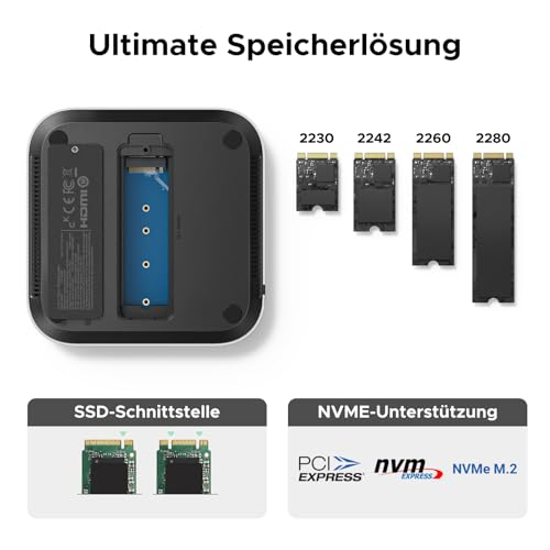 UGREEN Mac mini M4 Dock 40Gbps M.2 NVMe SSD Gehäuse, 5X 10Gbps USB-Anschlüsse, Docking Station mit HDMI(8K@30Hz max.) für Dual Display, SD/TF 4.0 & 3,5mm Aux – Kompatibel mit Mac mini M4/ M4 Pro