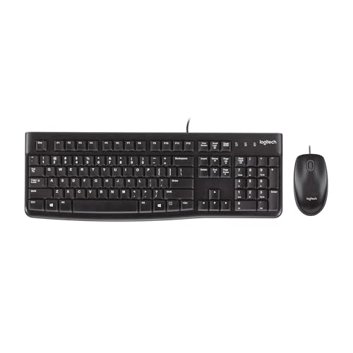 Logitech MK120 Kabelgebundenes Tastatur-Maus-Set | Optische Maus, USB-Anschluss, PC/Laptop, Schweizer QWERTZ-Layout - Schwarz